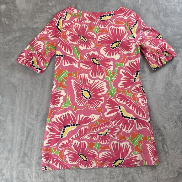 Lilly Pulitzer Womens Sz 6 Pink Floral Silk Puff Sleeve Mini Dress Lined - Picture 9 of 9